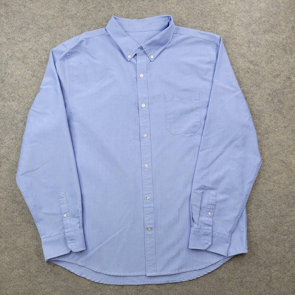 Mack Weldon Shirt Mens XL Blue Solid Stretch Button Front Long Sleeve Casual